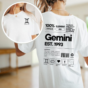 Camiseta Gemini Personalizado Zodiac Astrología cumpleaños 