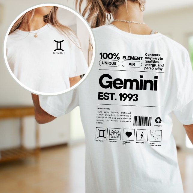 Camiseta Gemini Personalizado Zodiac Astrología cumpleaños  (Subido por el creador)