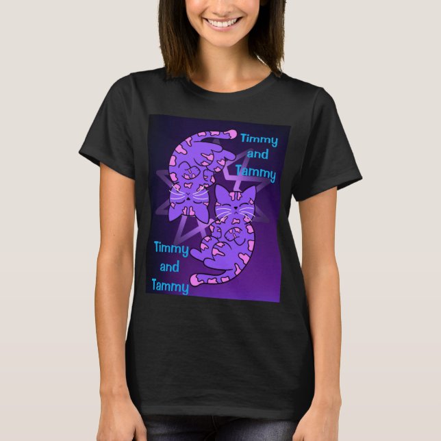 Camiseta Gemini Purple Gemini Retro Neon Kittens personaliz (Anverso)