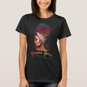 Camiseta Gemini Queen Afro Women May June Zodiac Melanin Bi