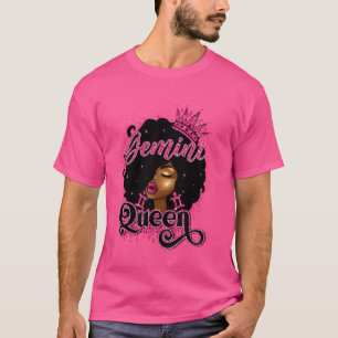 Camiseta Gemini Queen Birthday Afro Natural Hair Chica Negr