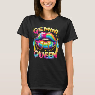 Camiseta Gemini Queen Lips Drin Rótulo Zodiac Horoscopio Ma
