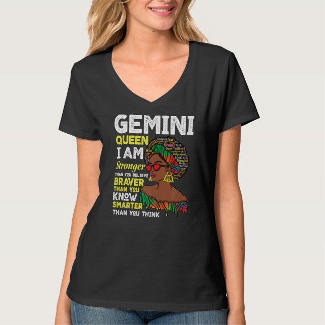 Camiseta Gemini Queen May O June Birday Zodiac Rótulo Gemi (Anverso)