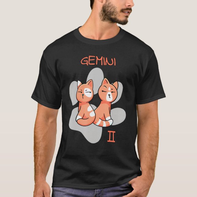 Camiseta Gemini Rótulo zodiaco gatos astrología gatos gatit (Anverso)