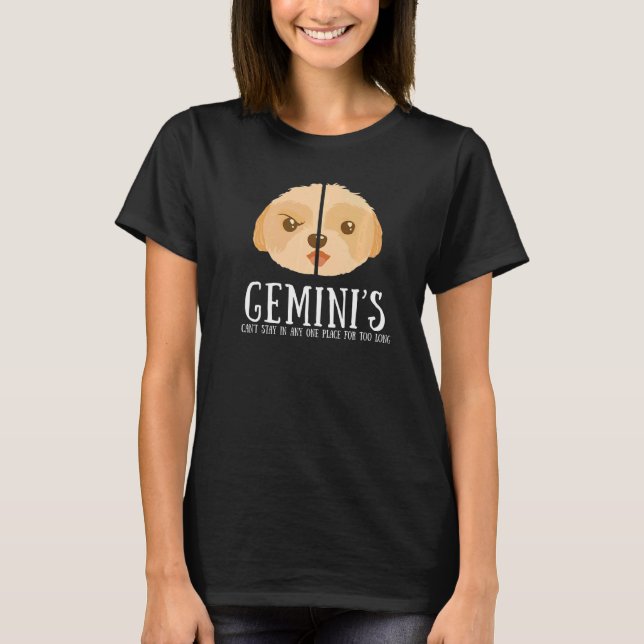 Camiseta Gemini Rótulo Zodiaco Hechos Horóscopo de Perro Sa (Anverso)