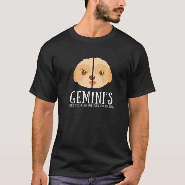 Camiseta Gemini Rótulo Zodiaco Hechos Horóscopo de Perro Sa (Anverso)