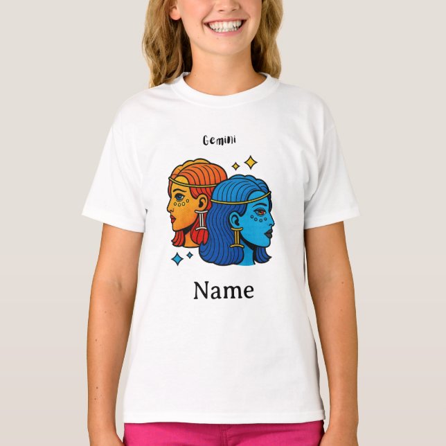 Camiseta Gemini Signo Zodiacal Pop Art - Gemelos Celestiale (Anverso)