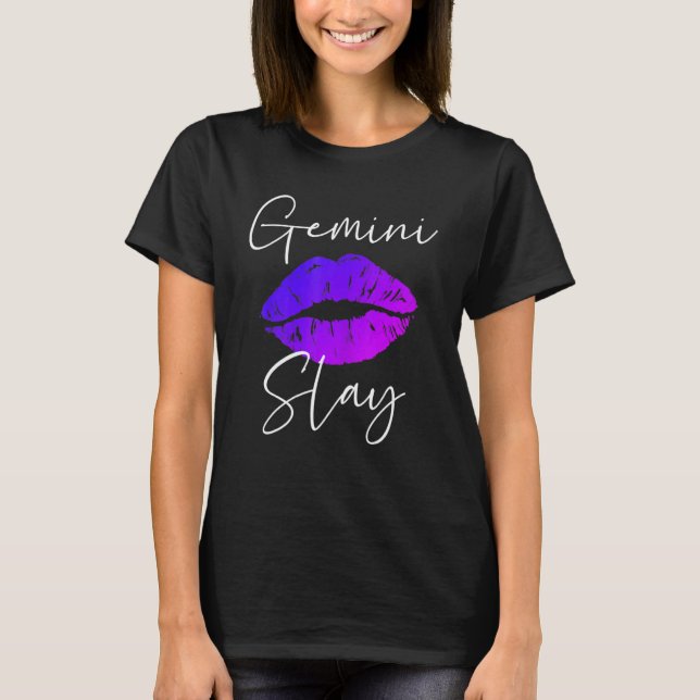 Camiseta Gemini Slay Lipstick Lips Costume Fantástico Cumpl (Anverso)