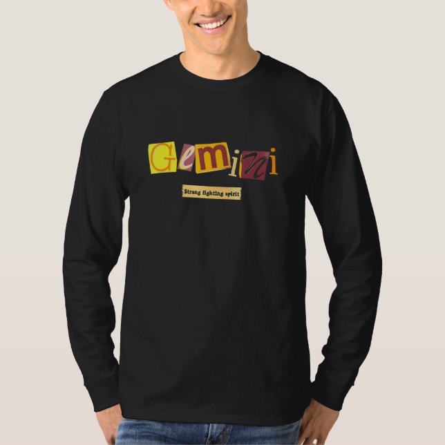 Camiseta Gemini Sólidos Rasgos Zodiac Espíritu de lucha (Anverso)