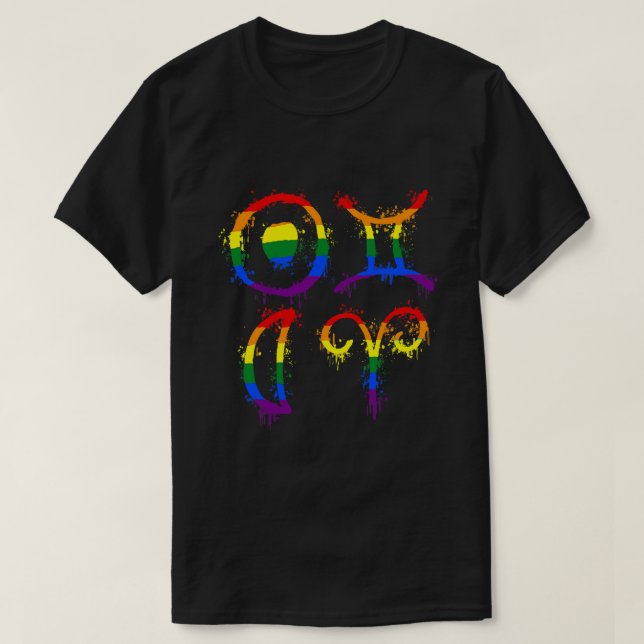 Camiseta Gemini Sun Aries Moon Rainbow Gay Pride Mes Astr (Diseño del anverso)