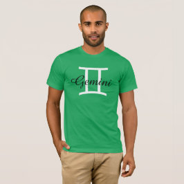 Camiseta Gemini Zodiac Horoscope Rótulos Mens Verde