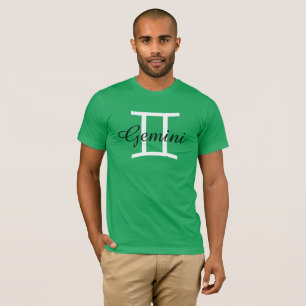 Camiseta Gemini Zodiac Horoscope Rótulos Mens Verde
