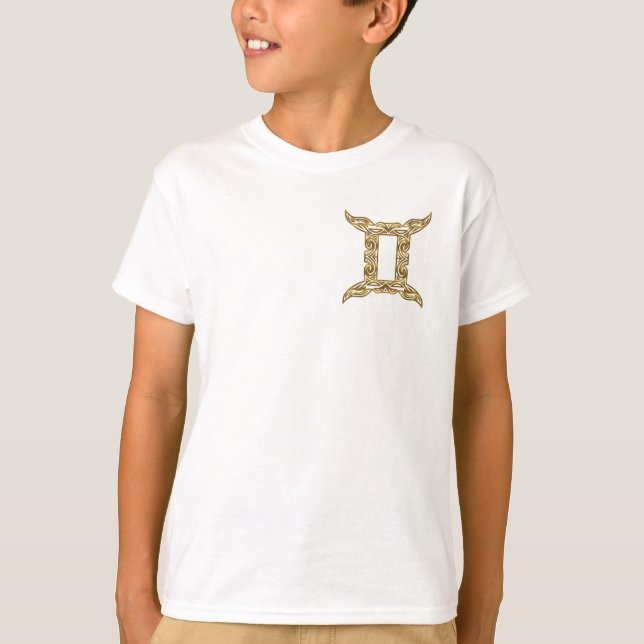 Camiseta Gemini Zodiac - Oro tribal (Anverso)