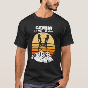 Camiseta Gemini Zodiac Retro Sunset