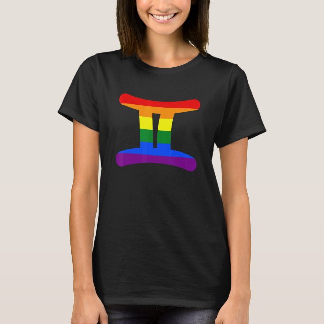 Camiseta Gemini Zodiac Rótulo Lgbt (Anverso)