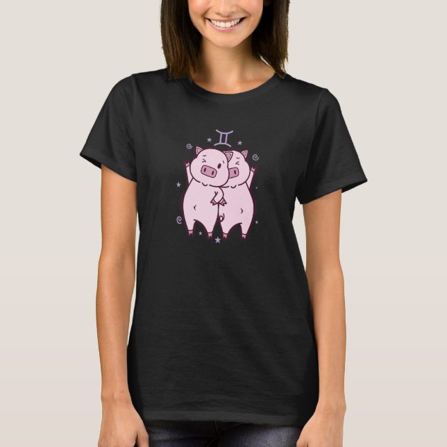 Camiseta Gemini Zodiac Sign as a Piggy (Anverso)