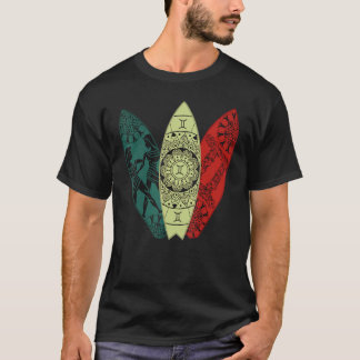 Camiseta Gemini Zodiac Sign Surfboard Surfing Horoscope