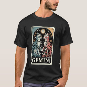 Camiseta Géminis Gatos Zodíaco Gemelos Mariposa Estrellas M