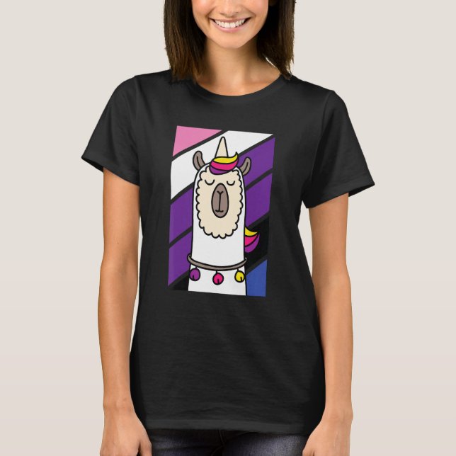 Camiseta Gemosfludo Llama LGBT-Q Gracioso Alpaca Unicorn Pr (Anverso)