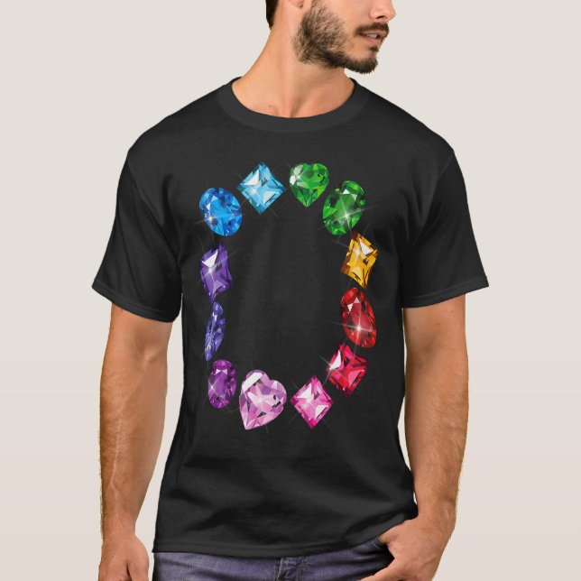 Camiseta Gemstone Circle Fun colorido Gemstones (Anverso)