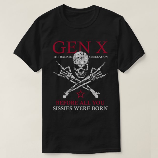Camiseta Gen X La Mano De Rock De La Generación De Badass (Diseño del anverso)