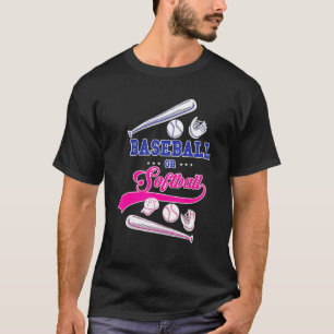 Camiseta Gend Baby Shower De Béisbol Rosa O Azul O Sofball
