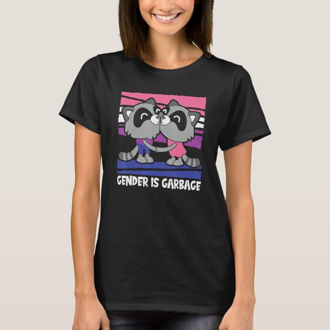 Camiseta Gender Fluid Racoon Non Binary - Pride Gender Is G (Anverso)