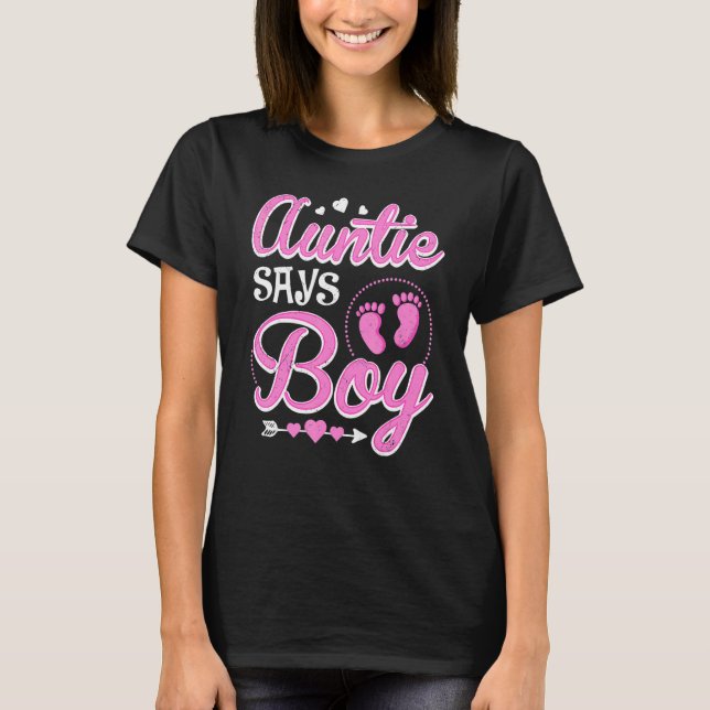 Camiseta Gender reveal Auntie says Girl baby matching famil (Anverso)