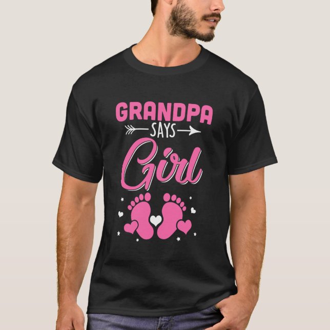 Camiseta Gender Reveal For Grandpa Says Girl Matching Famil (Anverso)