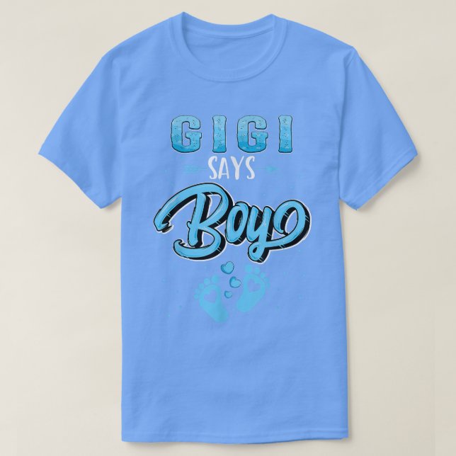 Camiseta Gender reveal Gigi says Boy baby matching family s (Diseño del anverso)