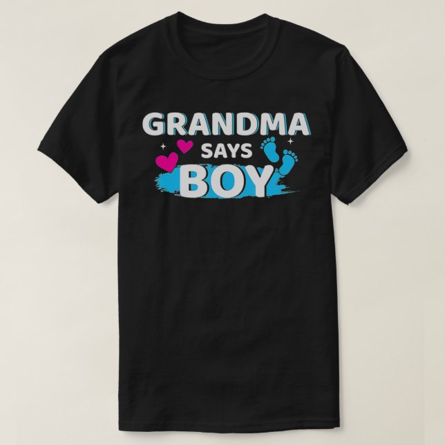 Camiseta Gender reveal grandma says boy matching family bab (Diseño del anverso)