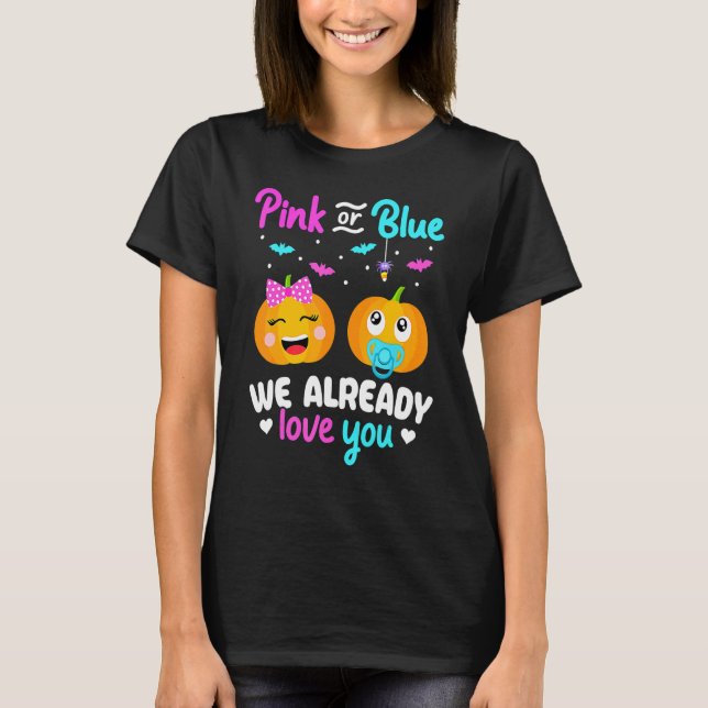 Camiseta Gender Reveal Halloween Pregnancy Announcement Pin (Anverso)