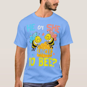 Camiseta Gender Reveal He or She Uncle to Bee Baby Announce