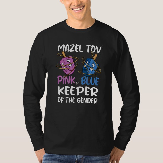 Camiseta Gender Reveal Mazel Tov Dreidel Jewish Keeper of T (Anverso)