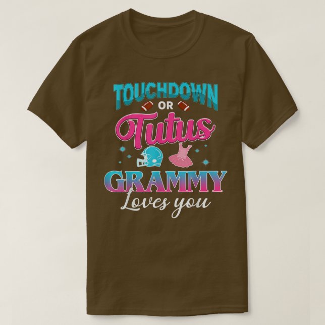 Camiseta Gender Reveal Touchdown Or Tutus Grammy Matching B (Diseño del anverso)