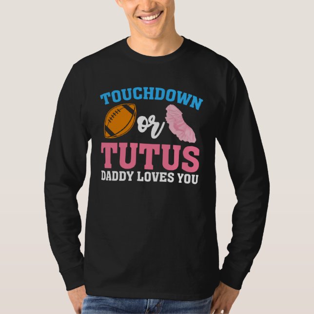 Camiseta Gender Reveal Touchdowns or Tutus Daddy Matching P (Anverso)
