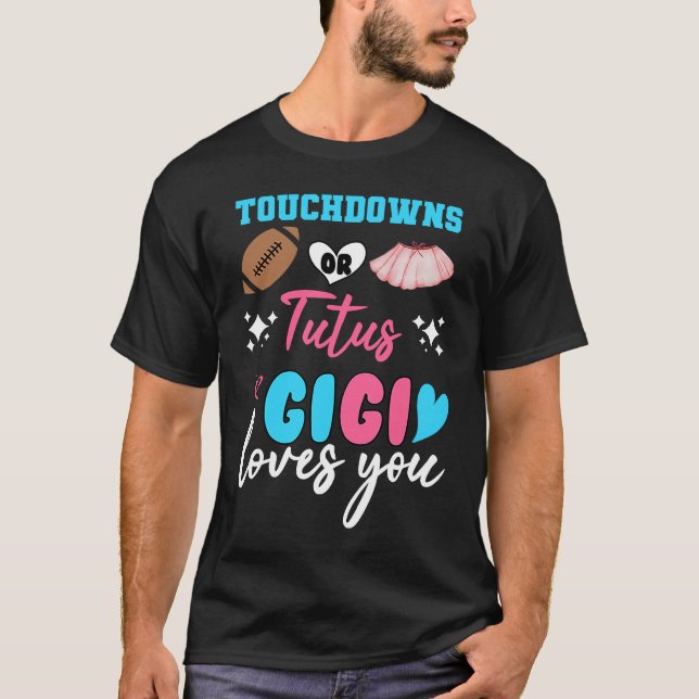 Camiseta Gender reveal touchdowns or tutus gigi matching ba (Anverso)