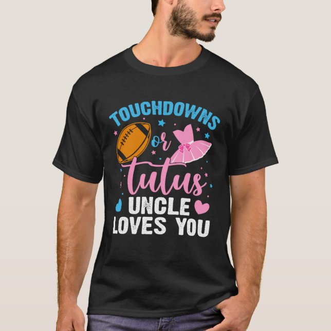 Camiseta Gender Reveal Touchdowns or Tutus Uncle Matching B (Anverso)