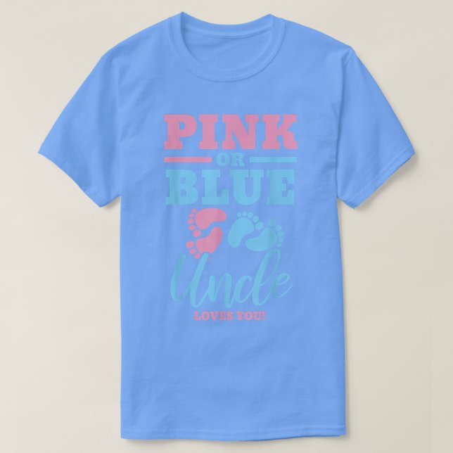 Camiseta Gender Reveal Uncle Pink or Blue  (Diseño del anverso)