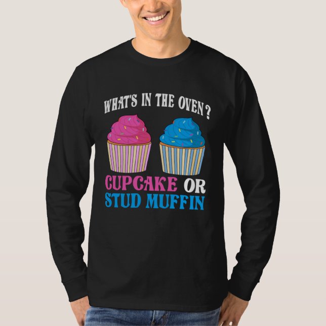 Camiseta Gender Reveal What's In The Oven Cupcake or Stud M (Anverso)