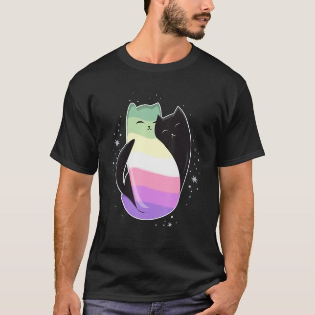 Camiseta Genderfae Cat Flag Nonbinary Transgender LGBT Blac (Anverso)