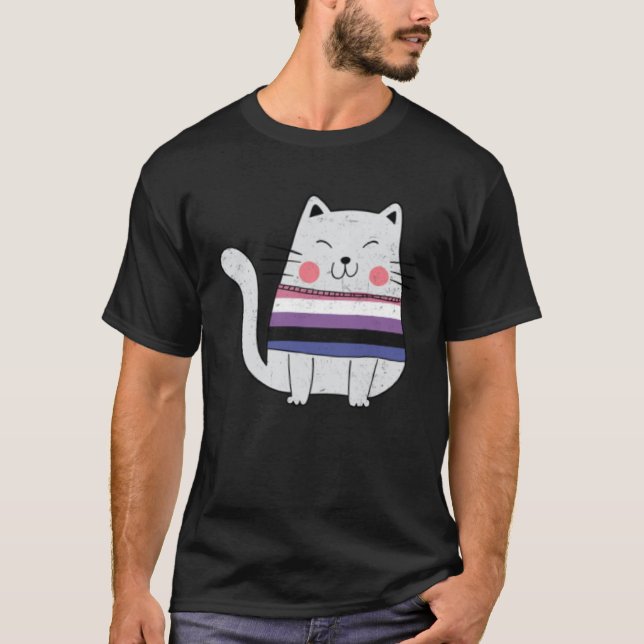 Camiseta Genderfluid Flag LGBTQ Cats Pride Cat (Anverso)