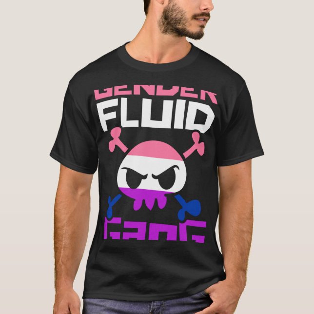 Camiseta Genderfluid Gang Skull Trendy Cute Genderfluid Non (Anverso)