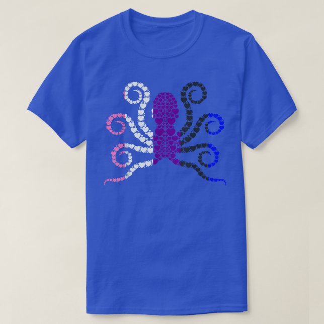 Camiseta Genderfluid Heart Octopus LGBT-Q Cute Animal Pride (Diseño del anverso)