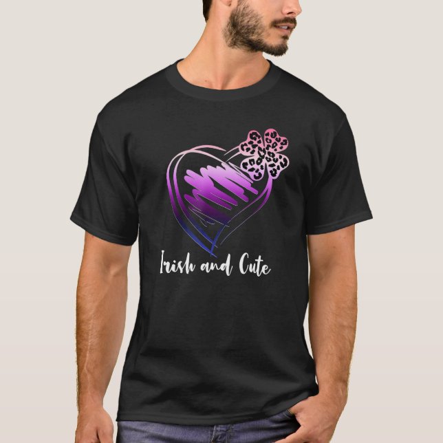Camiseta Genderfluid Irish And Cute Leopard Shamrock Heart  (Anverso)