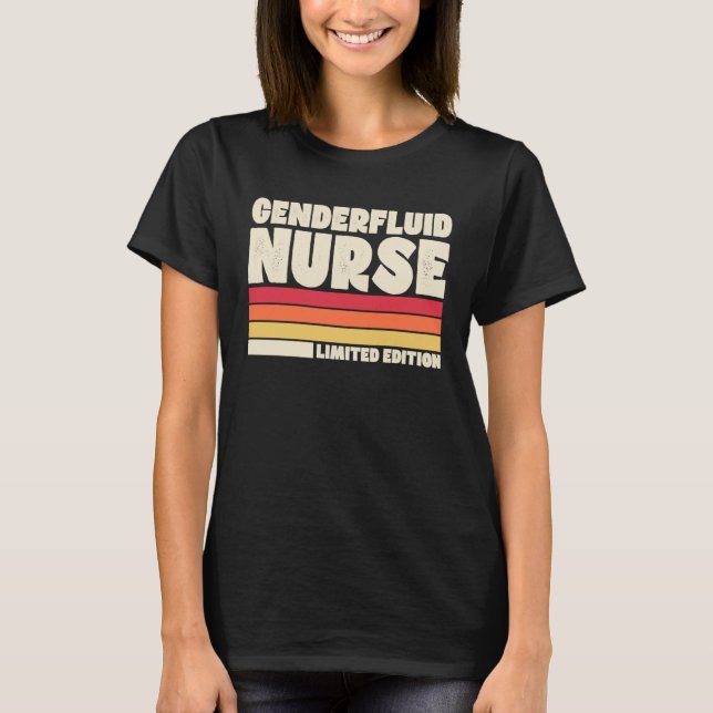 Camiseta Genderfluid Nurse  Retro Vintage Style (Anverso)