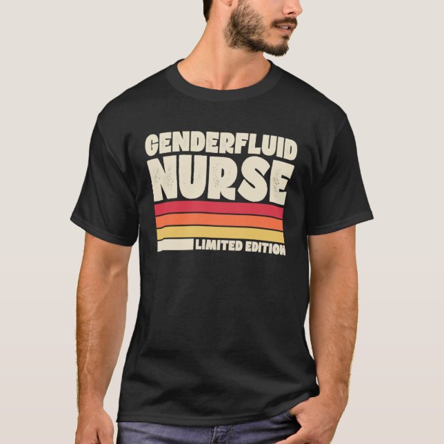 Camiseta Genderfluid Nurse  Retro Vintage Style (Anverso)