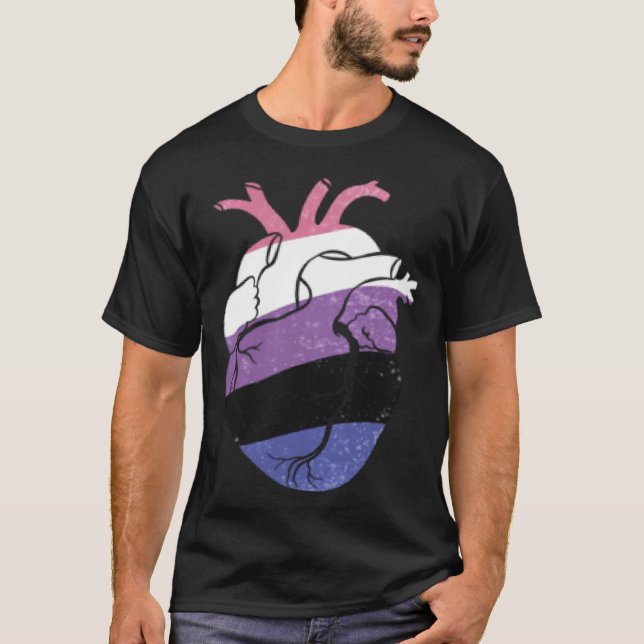 Camiseta Genderfluid Pride Heart Flag (Anverso)