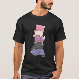 Camiseta Genderfluid Pride Kawaii Cat