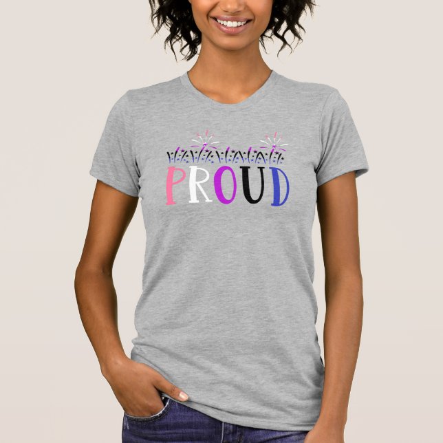 Camiseta Genderfluid PROUD Fireworks LGBTQ (Anverso)